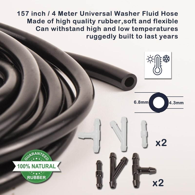 awave bloom Windshield Washer Hose Kit,includes 4 Meter Washer Fluid Hose and 12 Pcs Hose Connectors for Car Windshield Washer Nozzle Installation,10 Pcs Car windshield washer fluid Tablets - Image 2
